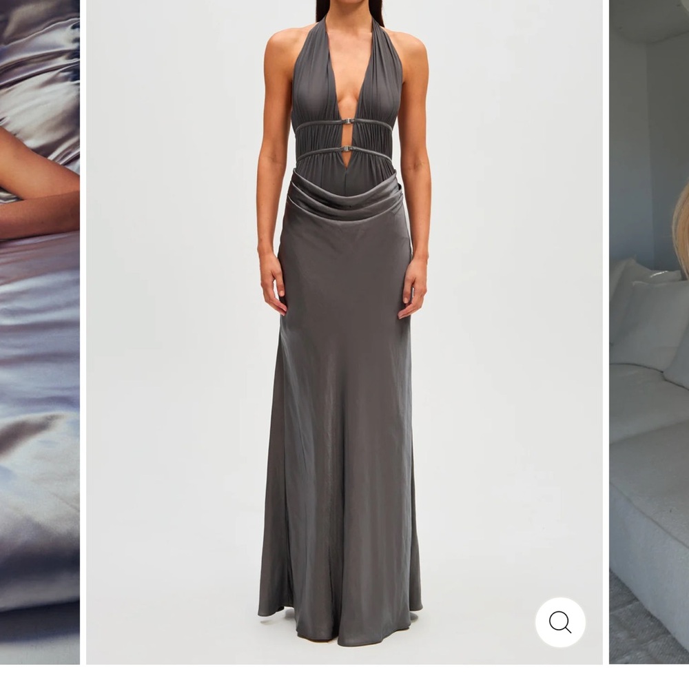 CELINE SATIN MAXI DRESS - PEWTER